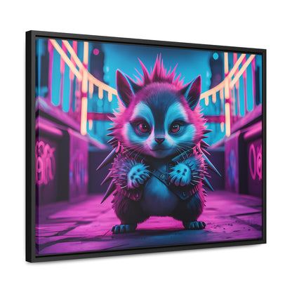 Punk Hedgehog in Neon City - Gallery Canvas Wraps, Horizontal Frame