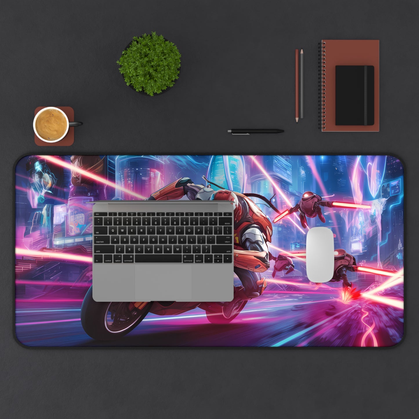 Neon Chase: Cyberbike Pursuit - Desk Mat