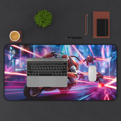 Neon Chase: Cyberbike Pursuit - Desk Mat