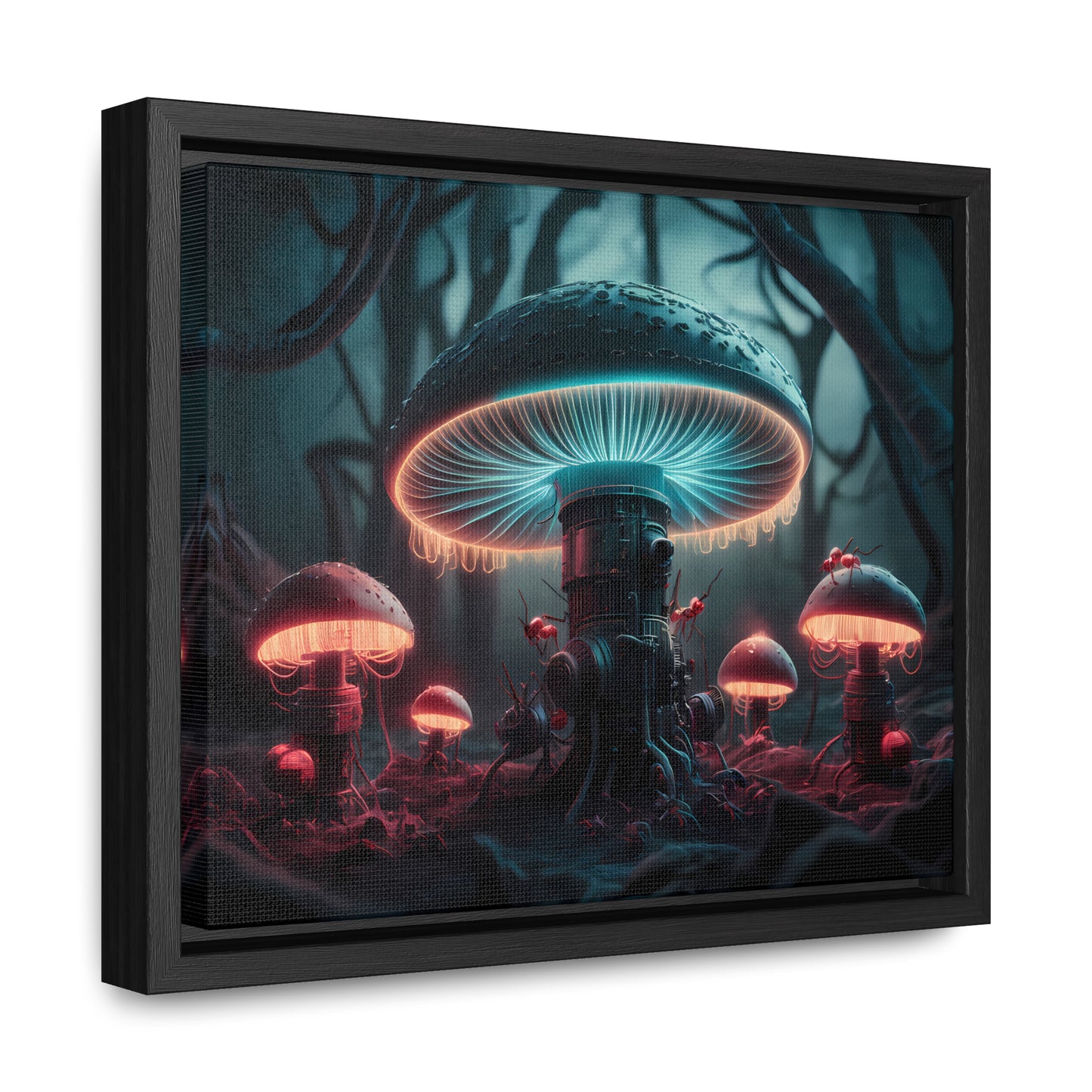 The Bioluminescent Mechanisms of the Neon Forest - Gallery Canvas Wraps, Horizontal Frame