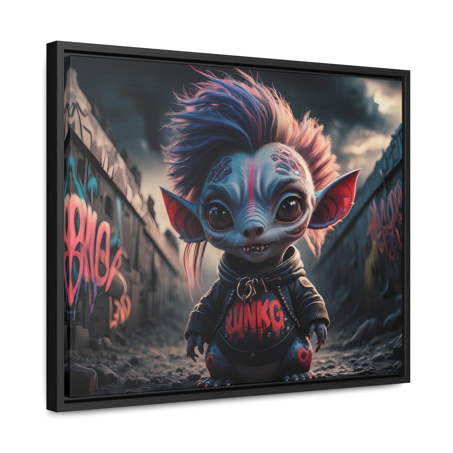 Rebel Gremlin in the Neon Alley - Gallery Canvas Wraps, Horizontal Frame