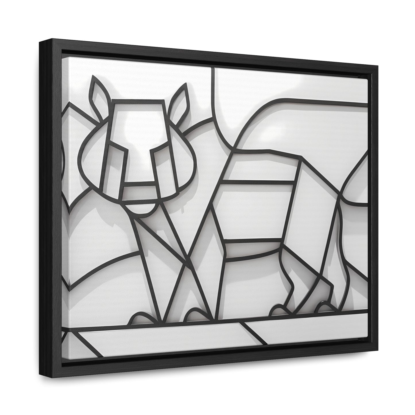 Geometric Rhino in Monochrome - Gallery Canvas Wraps, Horizontal Frame