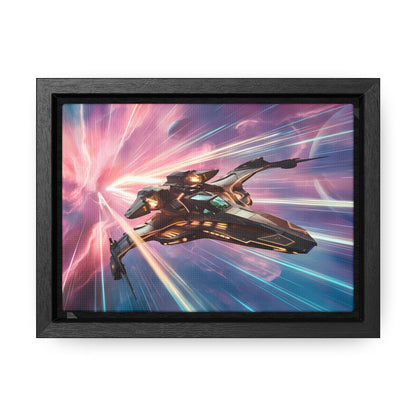 "Starship Through the Cosmic Rift" - Gallery Canvas Wraps, Horizontal Frame