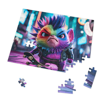 Punk Rock Skater Feline in Neon City - Jigsaw Puzzle (30, 110, 252, 500,1000-Piece)