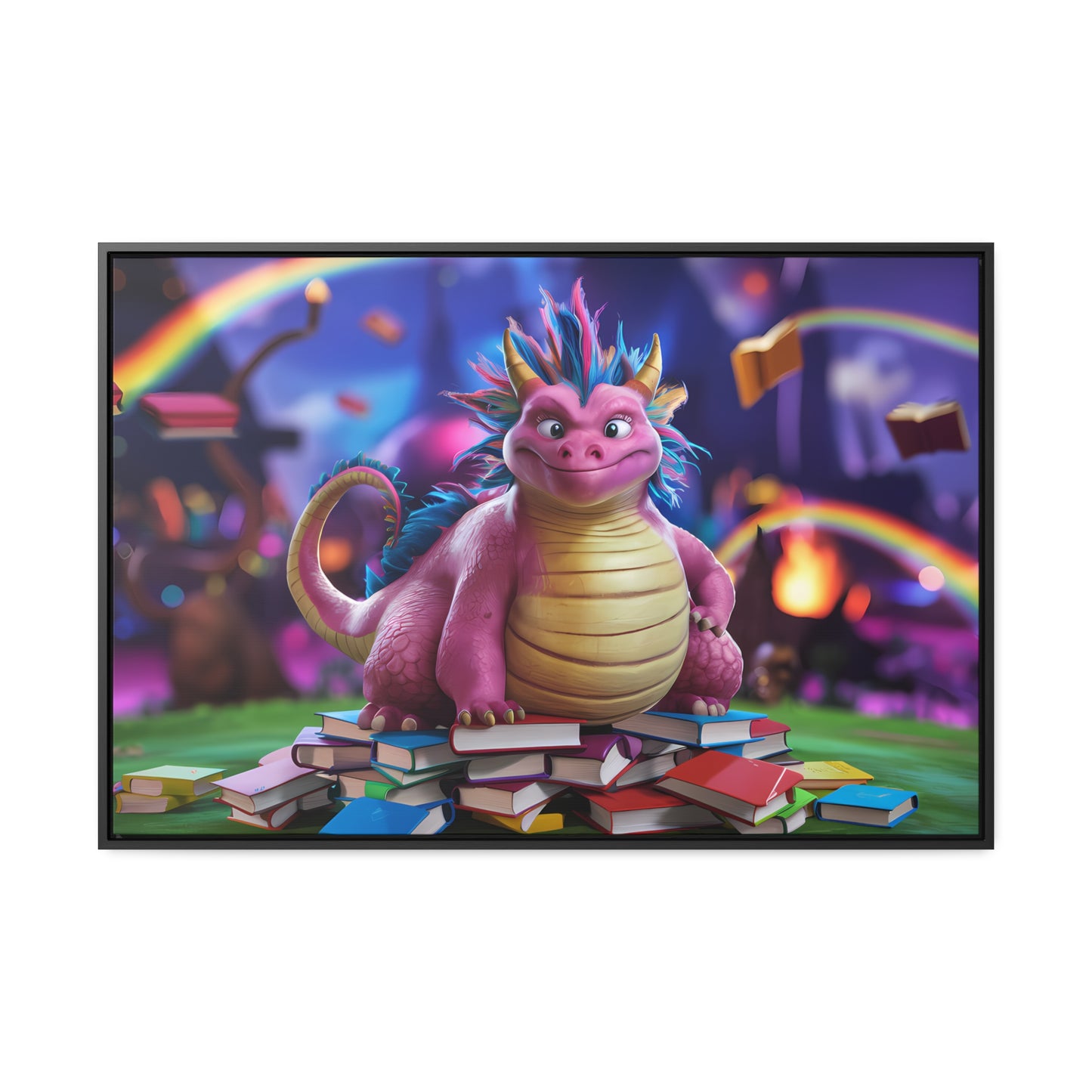 "Guardian of the Magical Library" - Gallery Canvas Wraps, Horizontal Frame