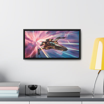 "Starship Through the Cosmic Rift" - Gallery Canvas Wraps, Horizontal Frame