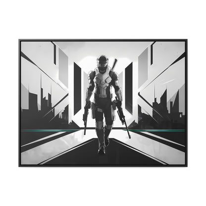 Sentinel of the Neon Metropolis - Gallery Canvas Wraps, Horizontal Frame