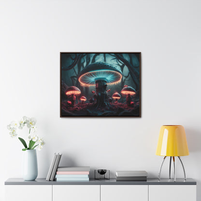 The Bioluminescent Mechanisms of the Neon Forest - Gallery Canvas Wraps, Horizontal Frame