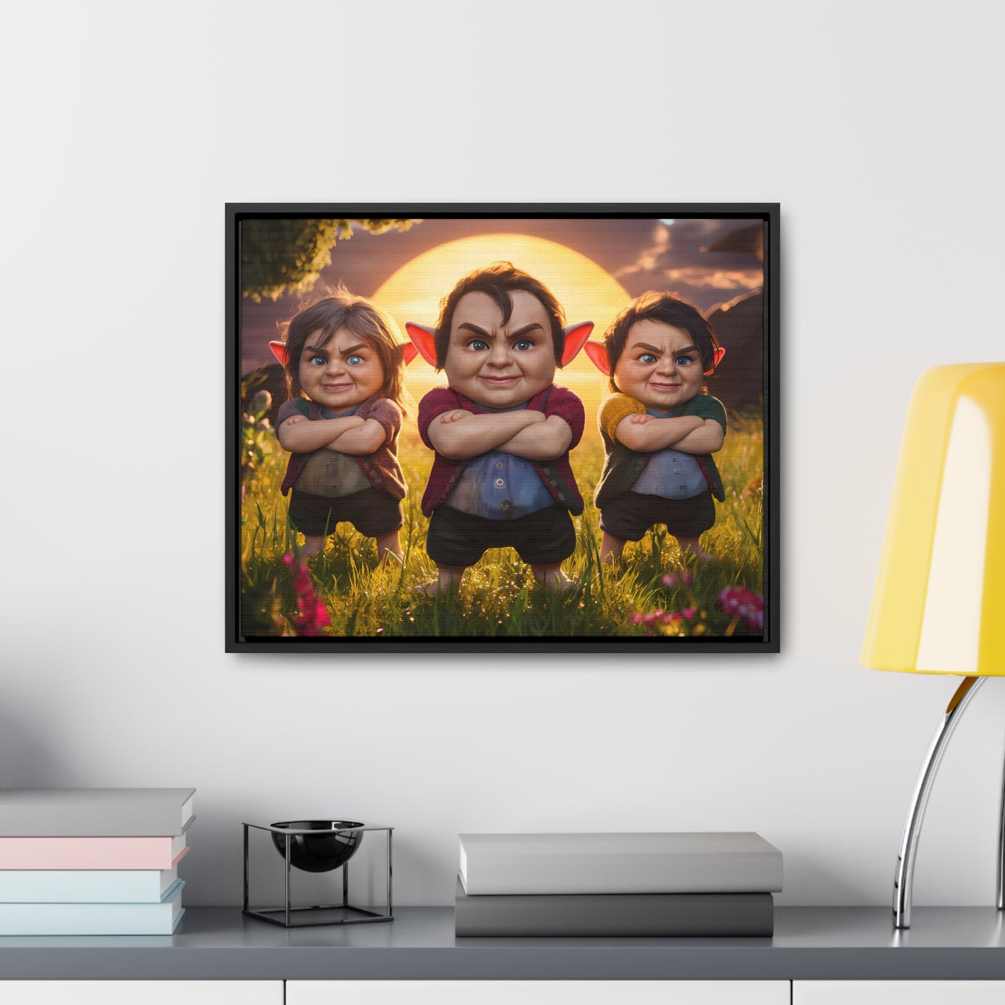 The Mischievous Trio at Sunset - Gallery Canvas Wraps, Horizontal Frame