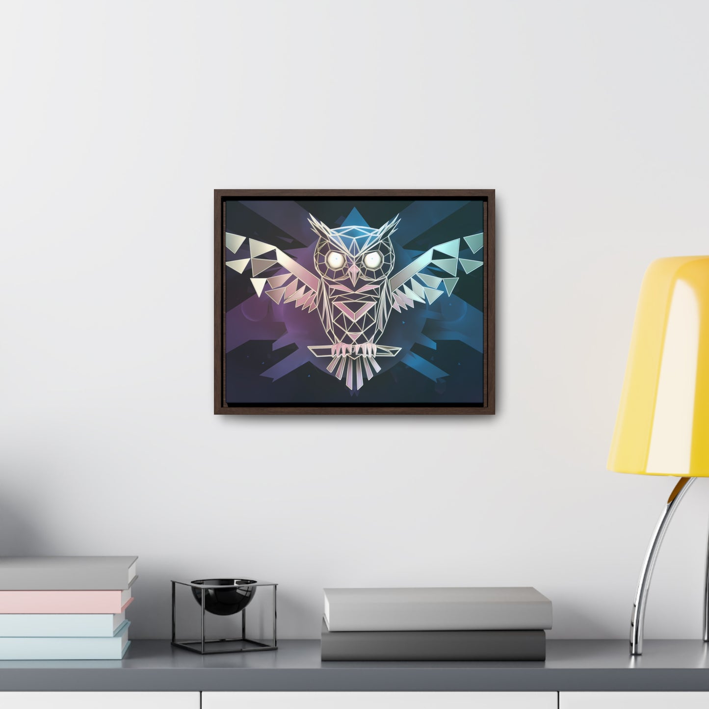 "Geometric Owl of Wisdom" - Gallery Canvas Wraps, Horizontal Frame