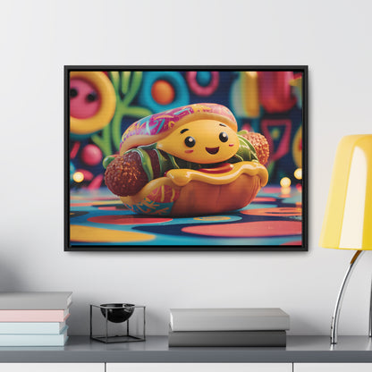 Cheerful Burger Adventure - Gallery Canvas Wraps, Horizontal Frame