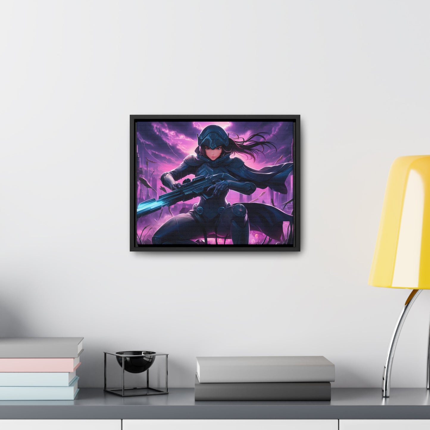 Shadow Sentinel: Neon Hunter - Gallery Canvas Wraps, Horizontal Frame