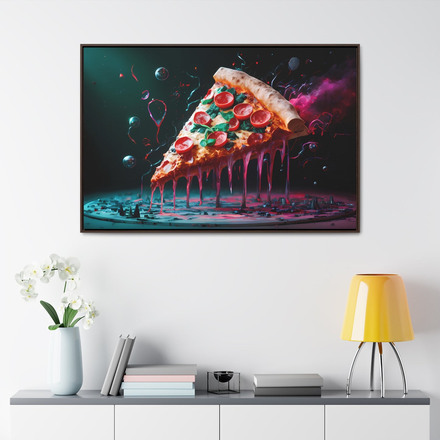 "Cosmic Slice of Pizza Bliss" - Gallery Canvas Wraps, Horizontal Frame