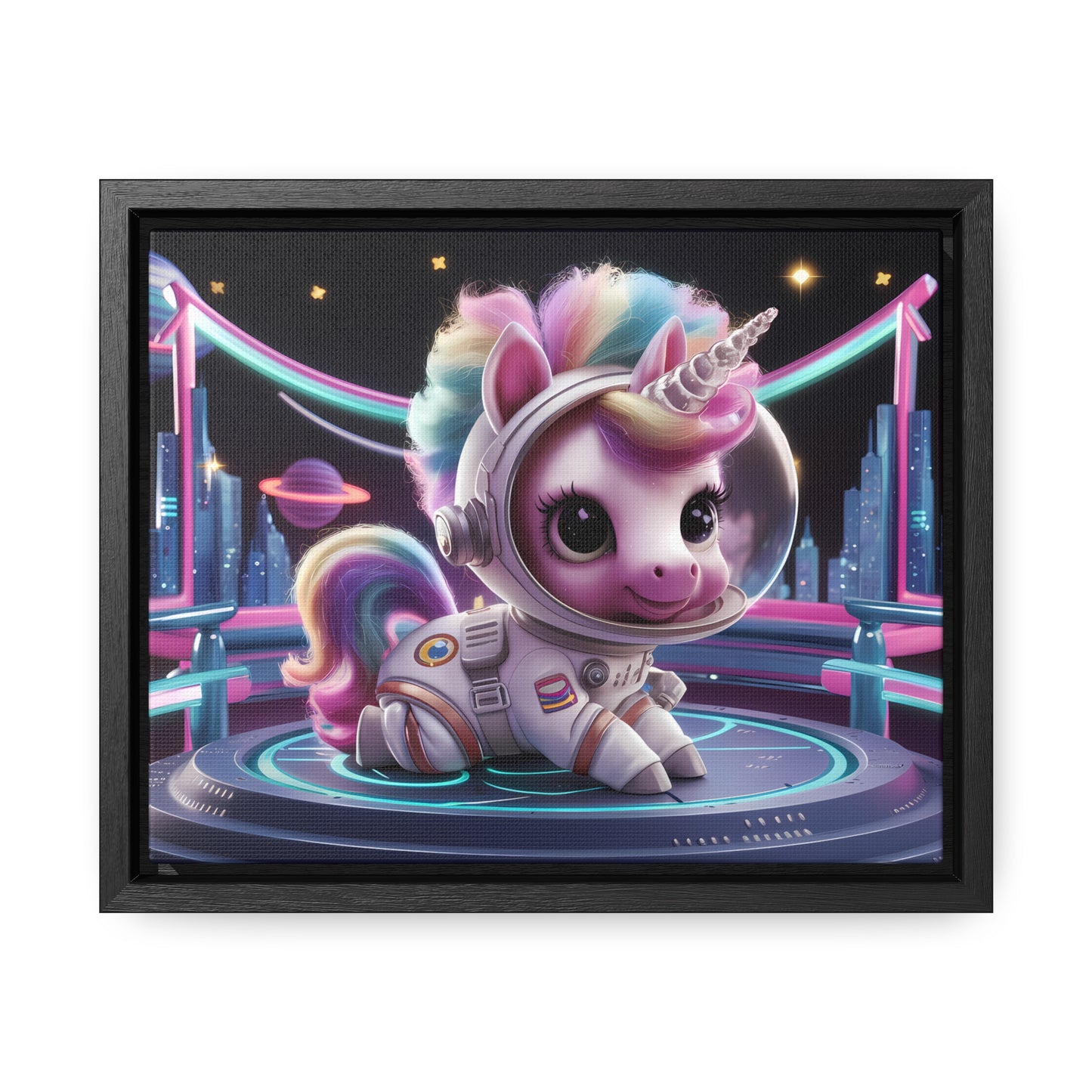 "Galactic Unicorn Explorer" - Gallery Canvas Wraps, Horizontal Frame