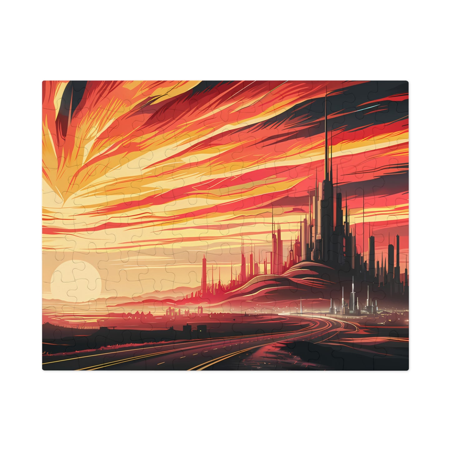 Crimson Horizon: City of the Future - Jigsaw Puzzle (30, 110, 252, 500,1000-Piece)