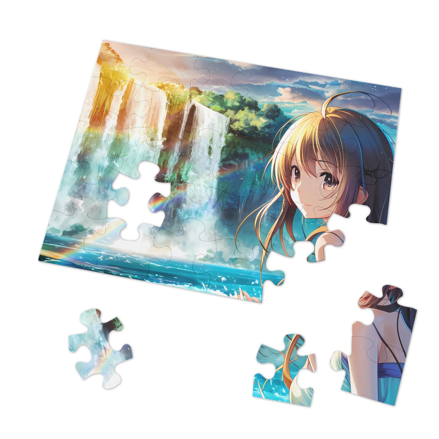 Ethereal Waterfall Symphony - Jigsaw Puzzle (30, 110, 252, 500,1000-Piece)