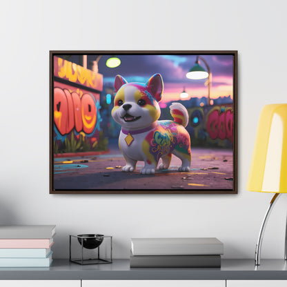 "Graffiti Pup in Neon Alley" - Gallery Canvas Wraps, Horizontal Frame