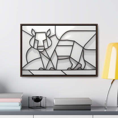 Geometric Rhino in Monochrome - Gallery Canvas Wraps, Horizontal Frame