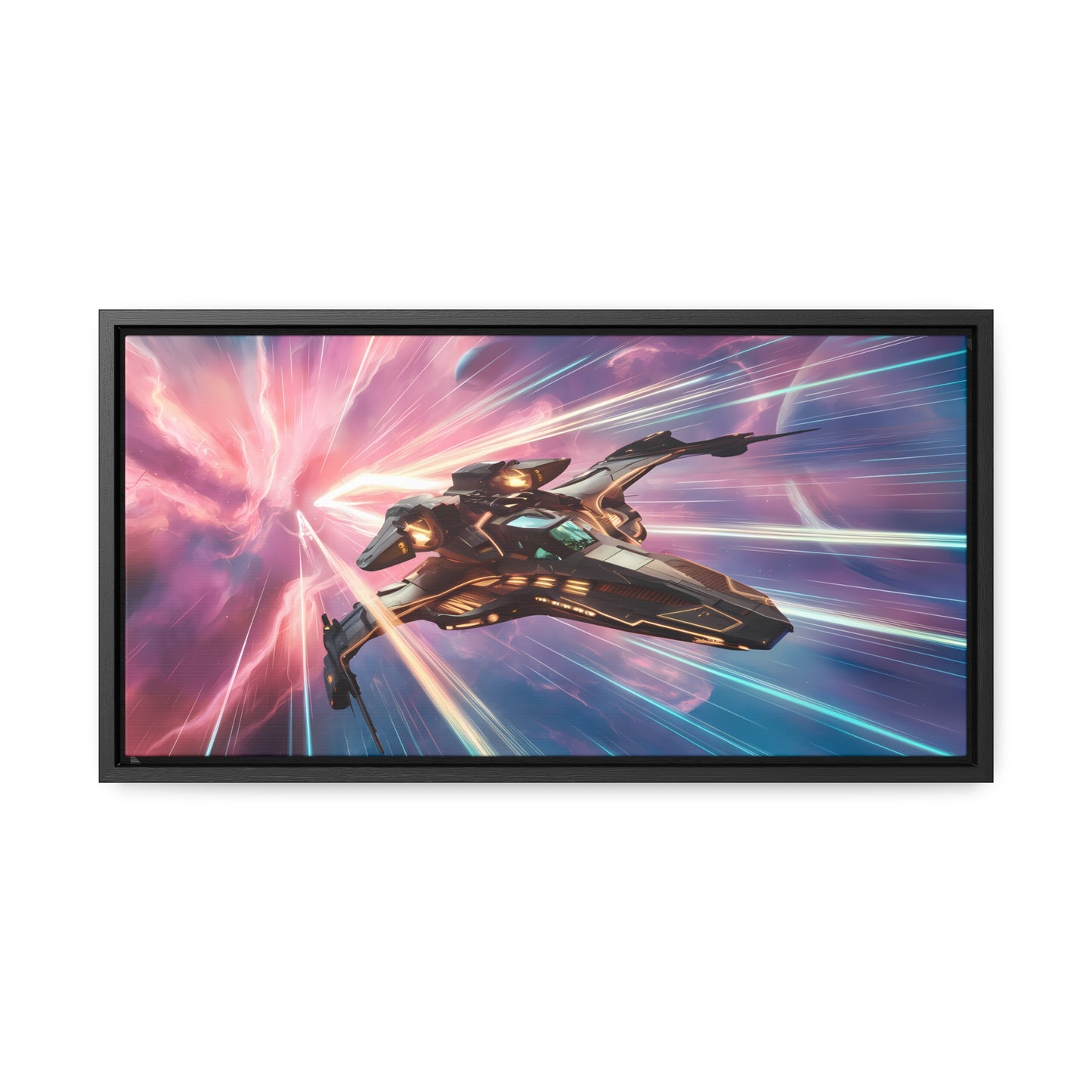 "Starship Through the Cosmic Rift" - Gallery Canvas Wraps, Horizontal Frame