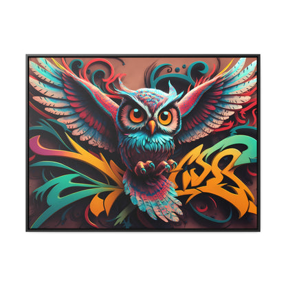 Vibrant Owl Symphony - Gallery Canvas Wraps, Horizontal Frame