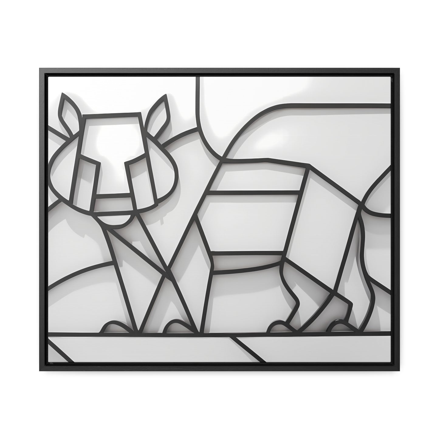 Geometric Rhino in Monochrome - Gallery Canvas Wraps, Horizontal Frame