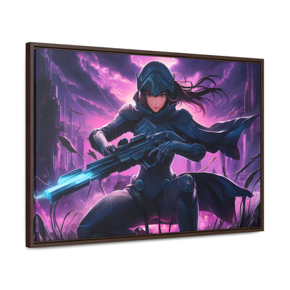 Shadow Sentinel: Neon Hunter - Gallery Canvas Wraps, Horizontal Frame