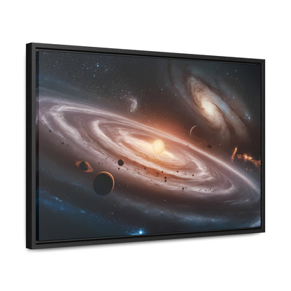 Celestial Symphony: The Dance of Galaxies and Planets - Gallery Canvas Wraps, Horizontal Frame