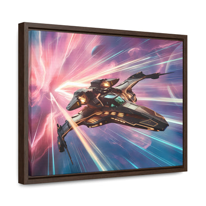 "Starship Through the Cosmic Rift" - Gallery Canvas Wraps, Horizontal Frame