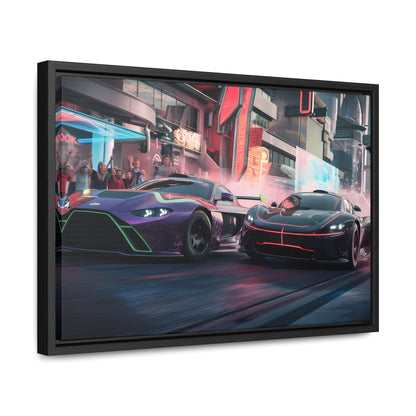 Neon Drift Showdown - Gallery Canvas Wraps, Horizontal Frame