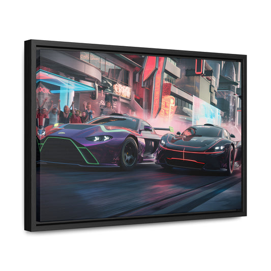 Neon Drift Showdown - Gallery Canvas Wraps, Horizontal Frame