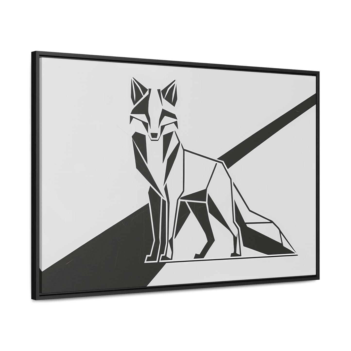 Geometric Fox in Black and White - Gallery Canvas Wraps, Horizontal Frame