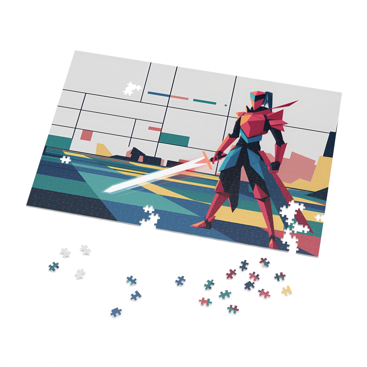 Digital Samurai: Geometric Guardian - Jigsaw Puzzle (30, 110, 252, 500,1000-Piece)