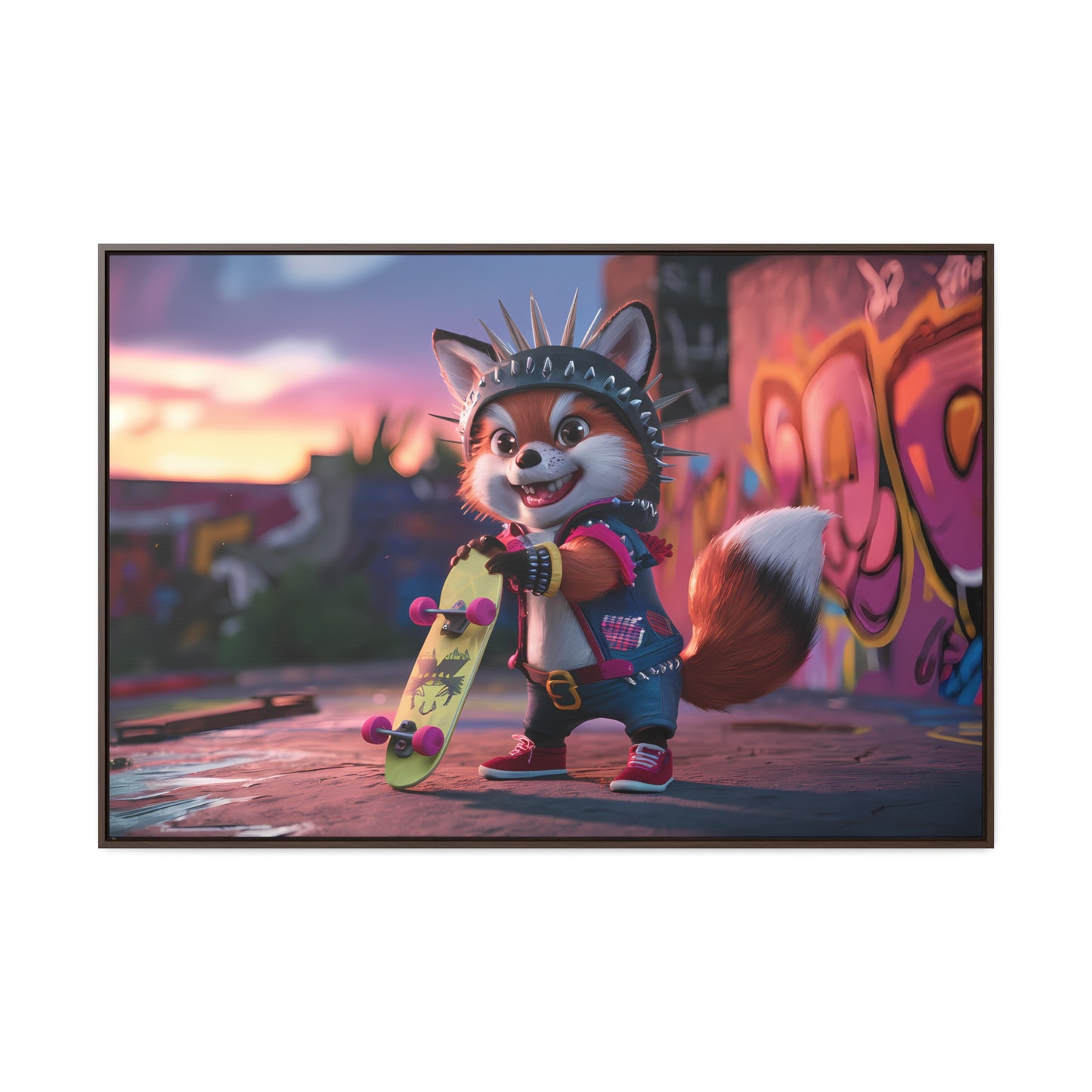 "Punk Skater Fox at Sunset" - Gallery Canvas Wraps, Horizontal Frame