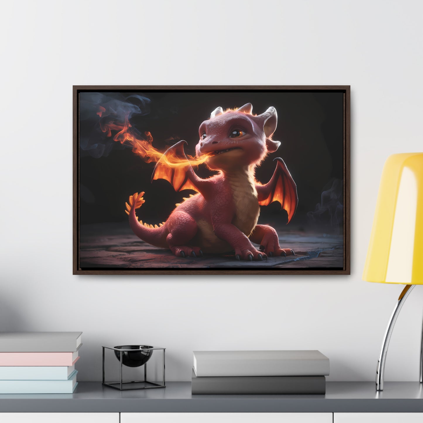 "Baby Dragon's First Flame" - Gallery Canvas Wraps, Horizontal Frame