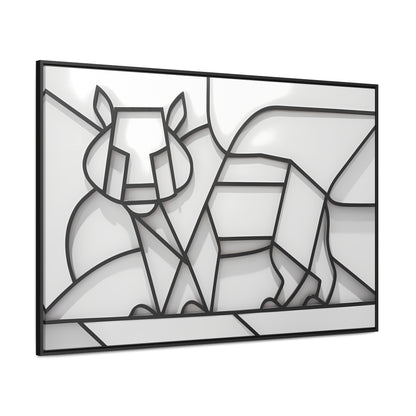 Geometric Rhino in Monochrome - Gallery Canvas Wraps, Horizontal Frame