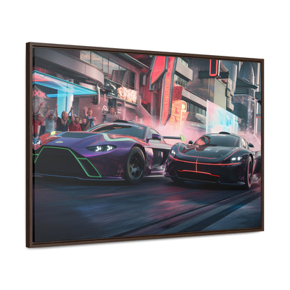 Neon Drift Showdown - Gallery Canvas Wraps, Horizontal Frame