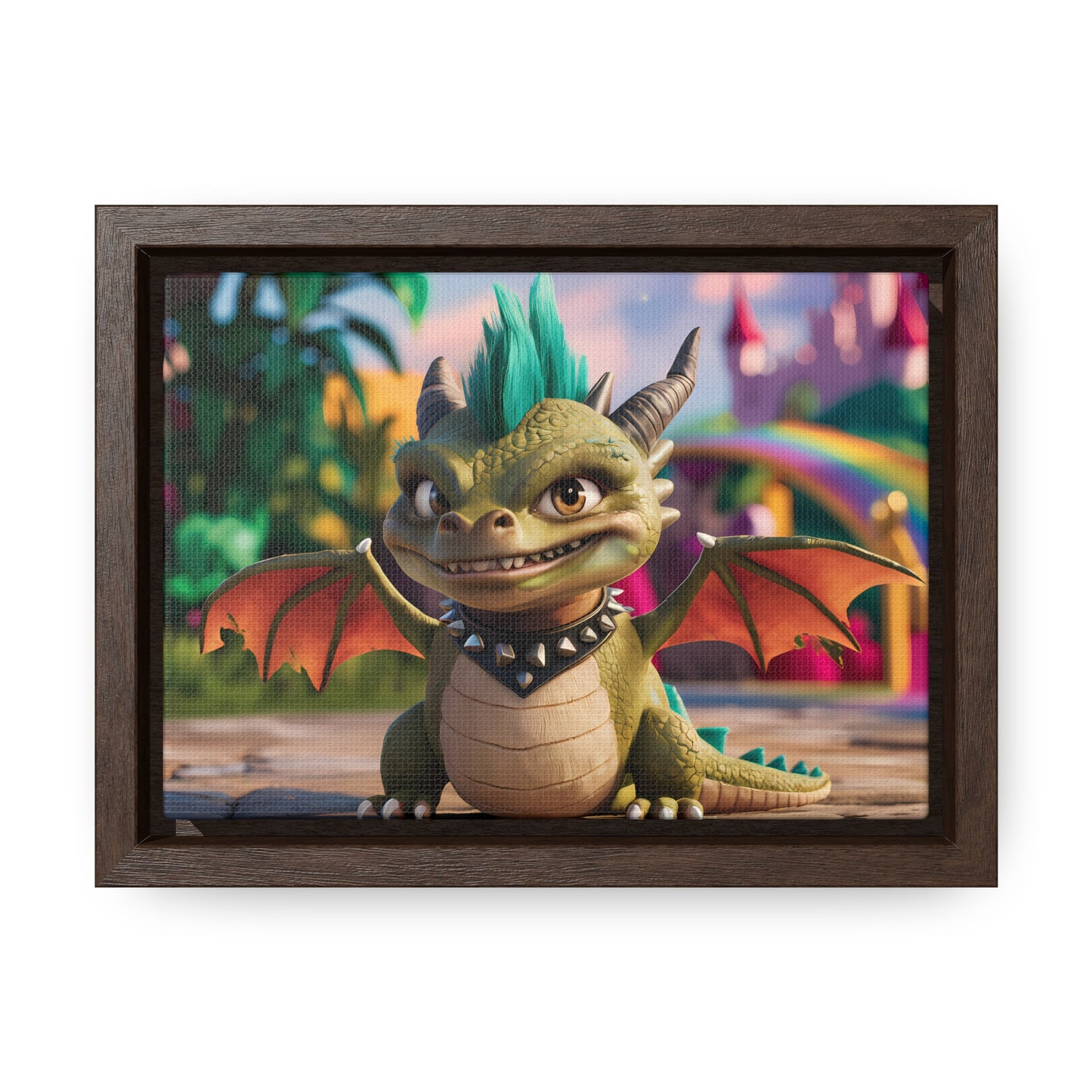 "Spike the Mischievous Baby Dragon" - Gallery Canvas Wraps, Horizontal Frame