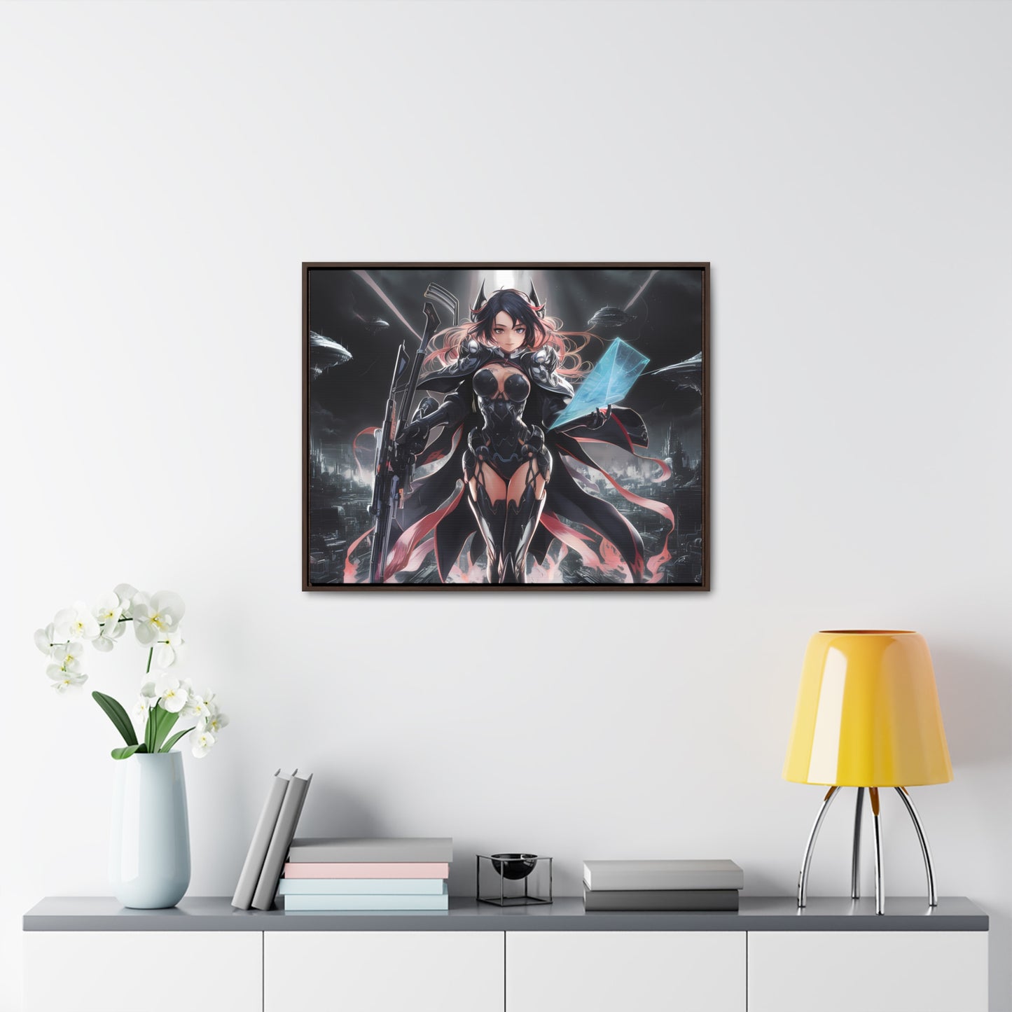 The Sentinel of Neon Skies - Gallery Canvas Wraps, Horizontal Frame