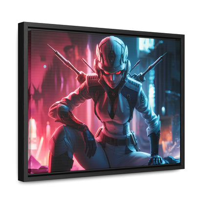 Cybernetic Valkyrie: Neon Enforcer - Gallery Canvas Wraps, Horizontal Frame