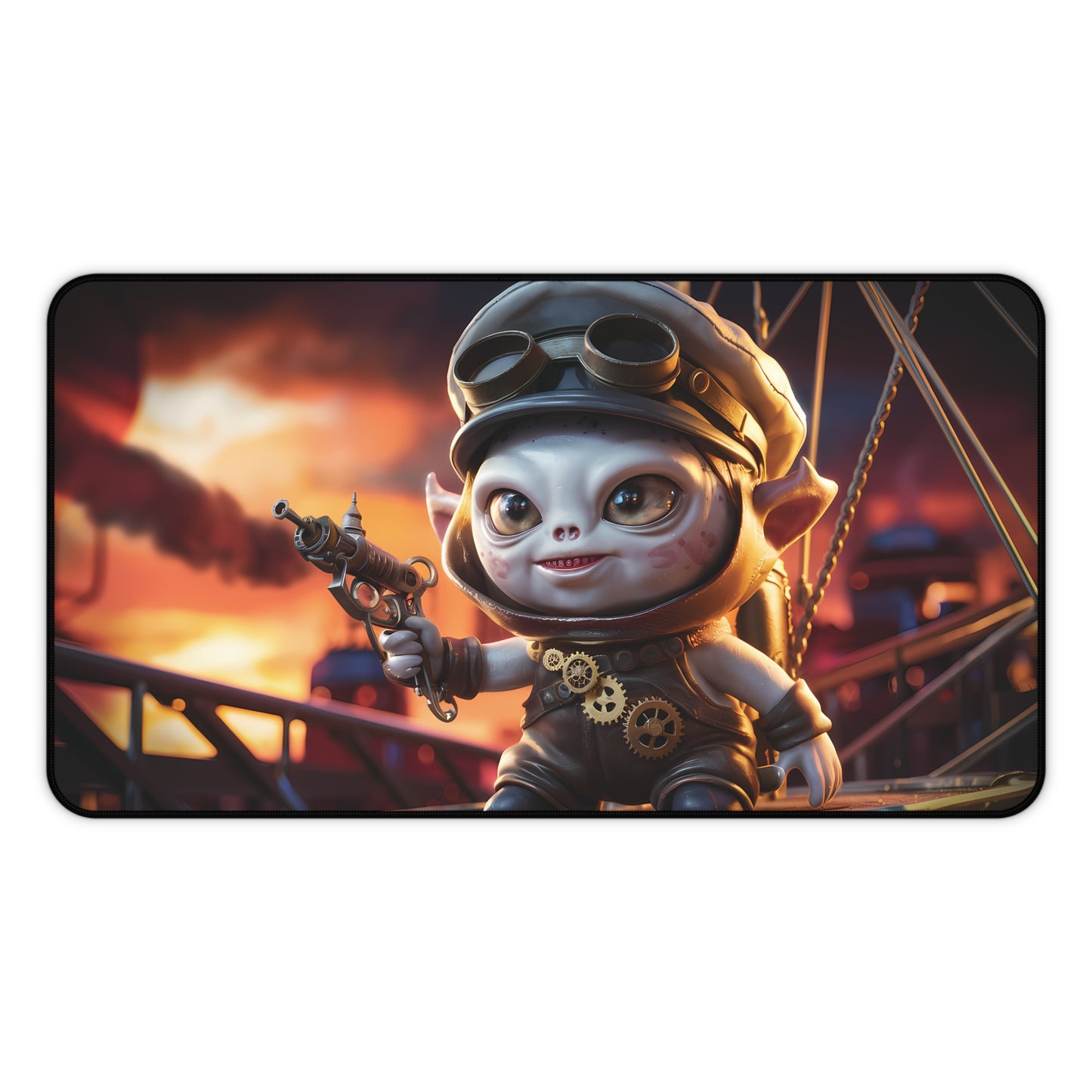 Cute Steampunk Alien Gunner - Desk Mat