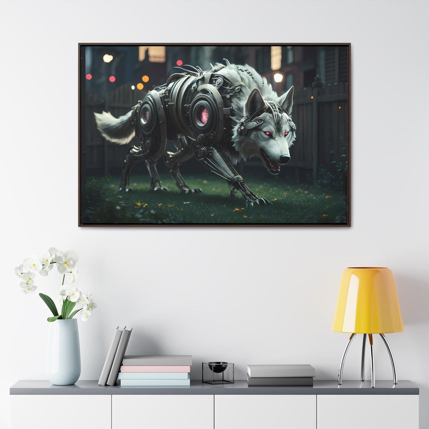 Cyber Wolf Sentinel - Gallery Canvas Wraps, Horizontal Frame