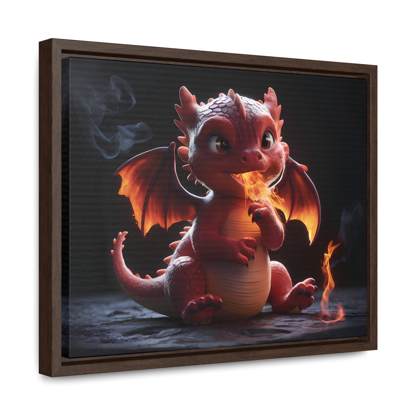 "Baby Dragon's First Flame" - Gallery Canvas Wraps, Horizontal Frame