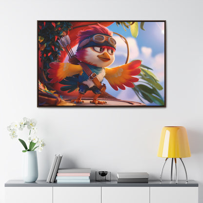 "Feathered Adventurer: The Brave Bird Archer" - Gallery Canvas Wraps, Horizontal Frame