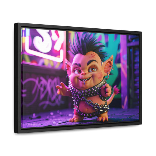 Punk Goblin in the Neon Alley - Gallery Canvas Wraps, Horizontal Frame