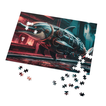 "Cybernetic Predator: The Steampunk Dolphin" - Jigsaw Puzzle (30, 110, 252, 500,1000-Piece)