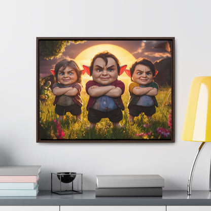 The Mischievous Trio at Sunset - Gallery Canvas Wraps, Horizontal Frame