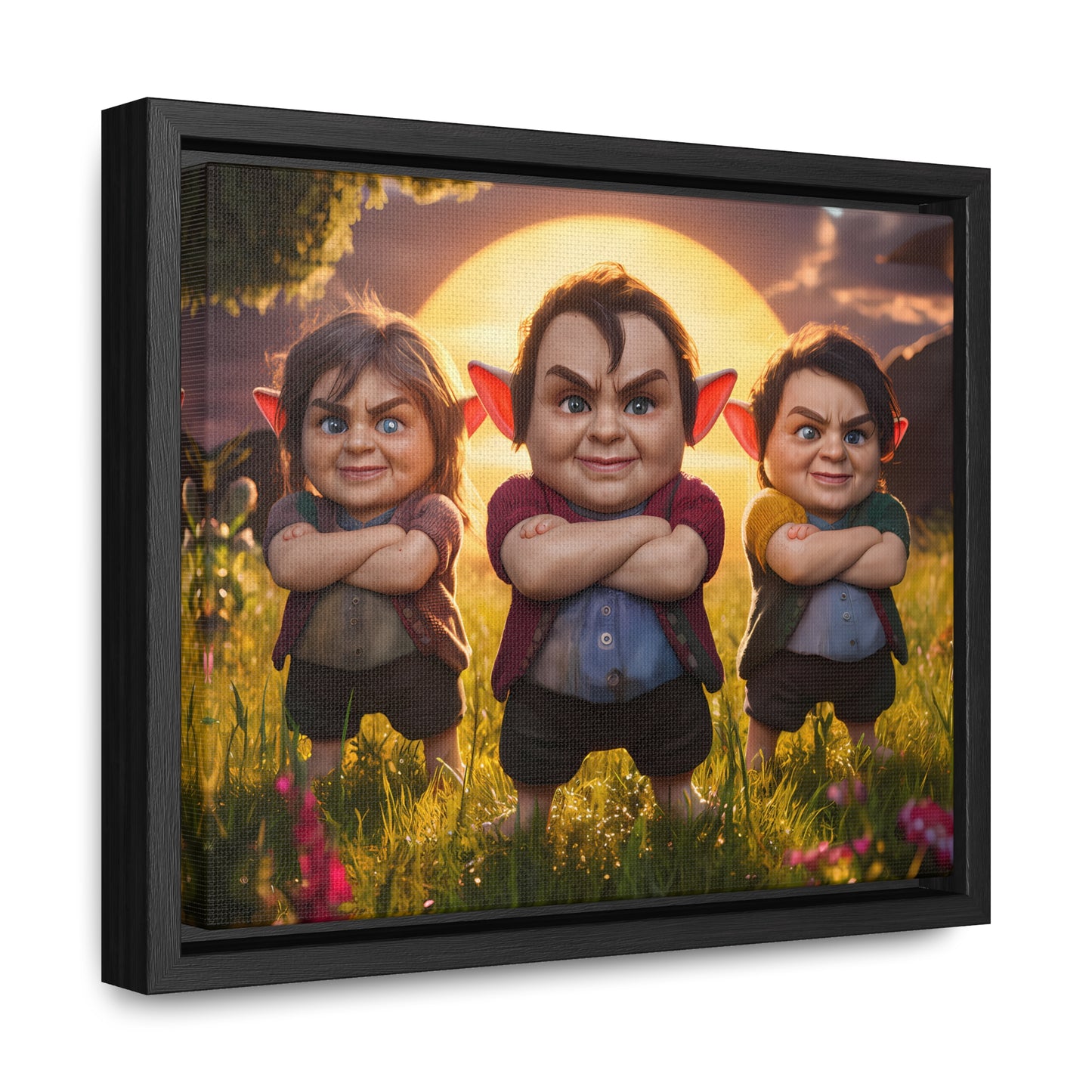 The Mischievous Trio at Sunset - Gallery Canvas Wraps, Horizontal Frame