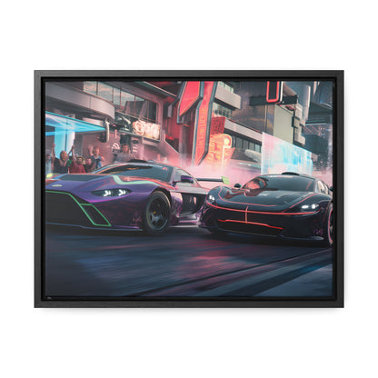 Neon Drift Showdown - Gallery Canvas Wraps, Horizontal Frame