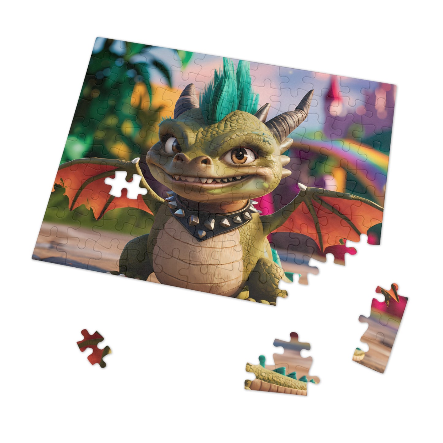 "Punk Dragon's Mischievous Smile" - Jigsaw Puzzle (30, 110, 252, 500,1000-Piece)