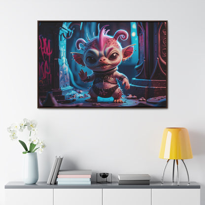 "Punk Goblin in Neon Alley" - Gallery Canvas Wraps, Horizontal Frame